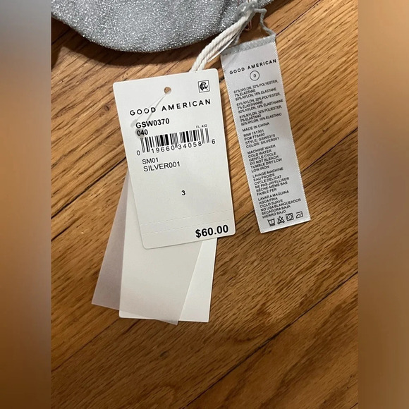 Good American Sparkle Tiny Ties Bikini Set in silver glitter - Picture 5 of 9